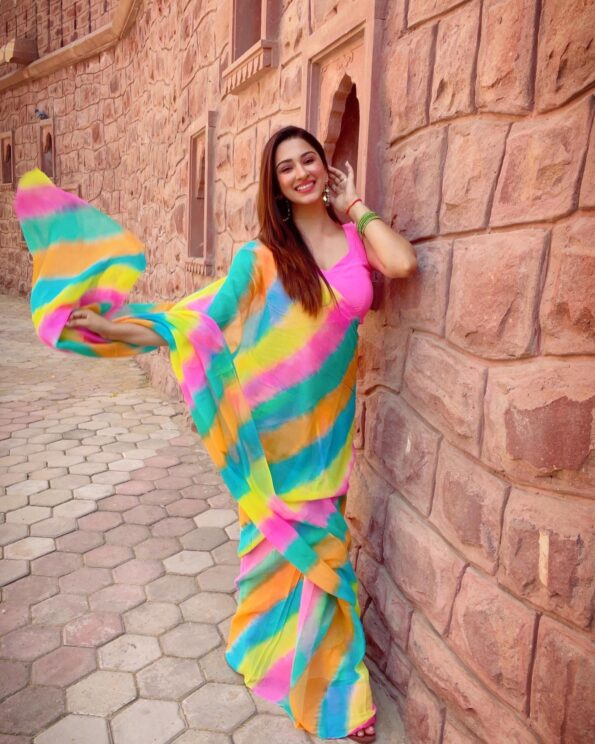Georgette Multicolour Leheriya Saree - Best Quality