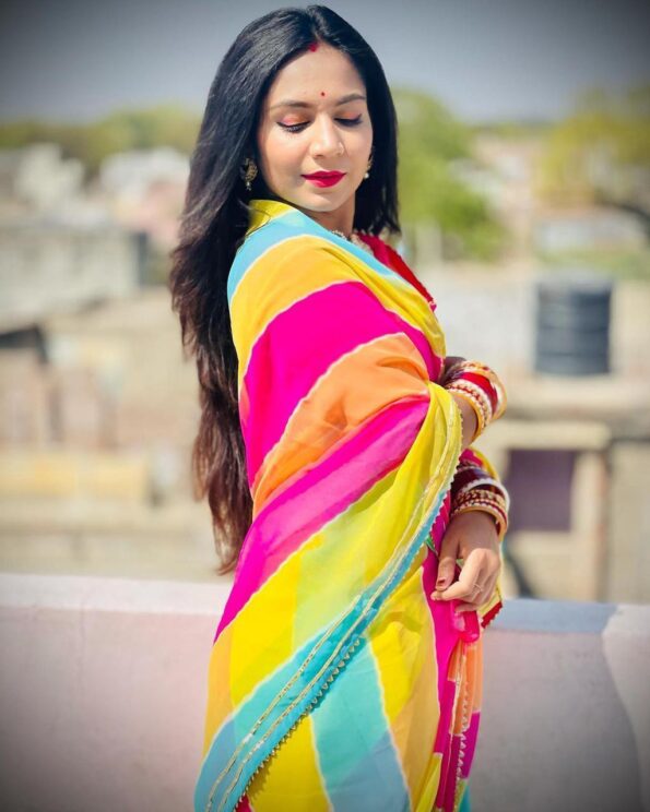 Georgette Leheriya Saree with Gota Patti Lace - Image 2