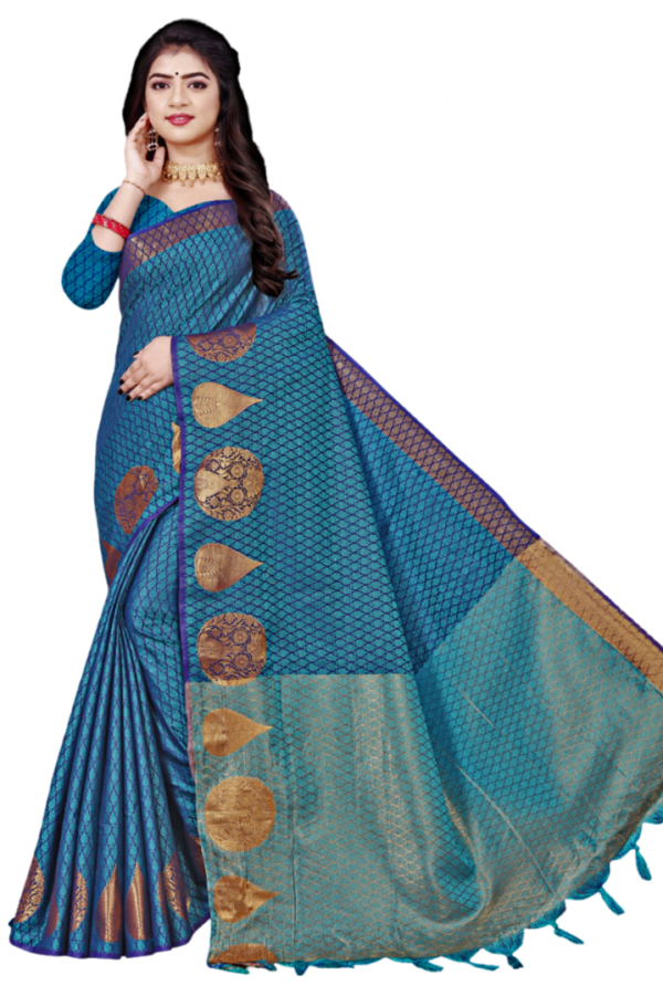 Kanjivaram Silk Saree with Zari Butta & Tassels