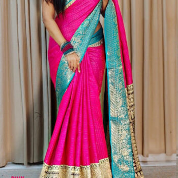 Printed Dola Silk Checkered Saree