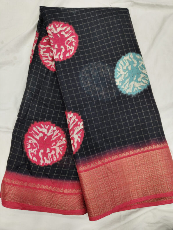 Printed Dola Silk Checkered Saree