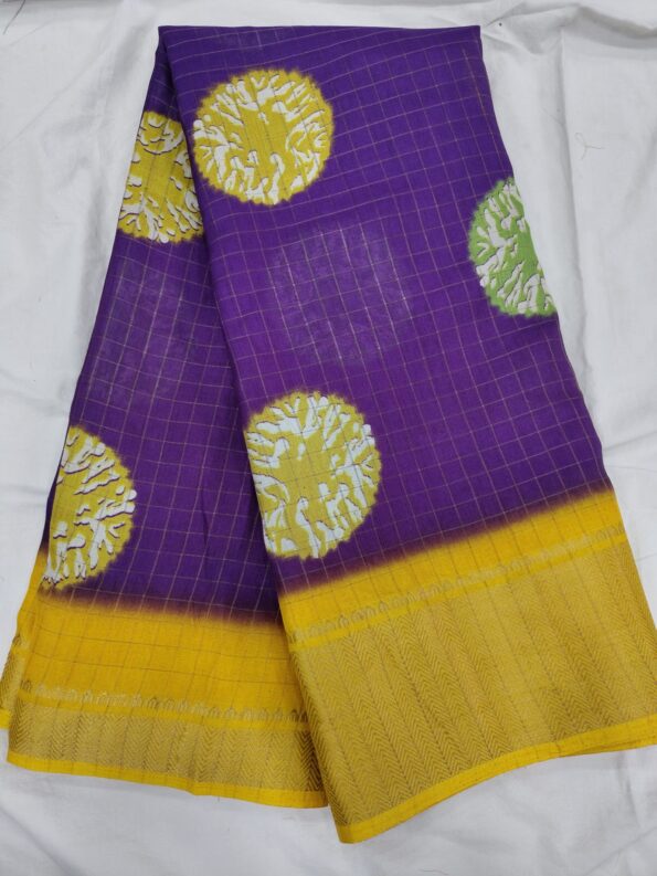 Printed Dola Silk Checkered Saree