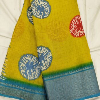 Printed Dola Silk Checkered Saree