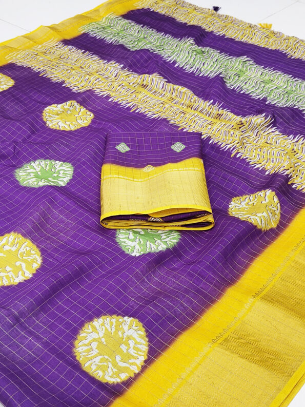 Dola Silk Checks Saree (Full Set 6 Piece) - Image 13
