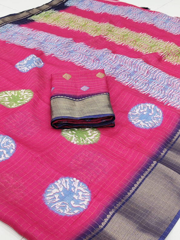 Dola Silk Checks Saree (Full Set 6 Piece) - Image 10