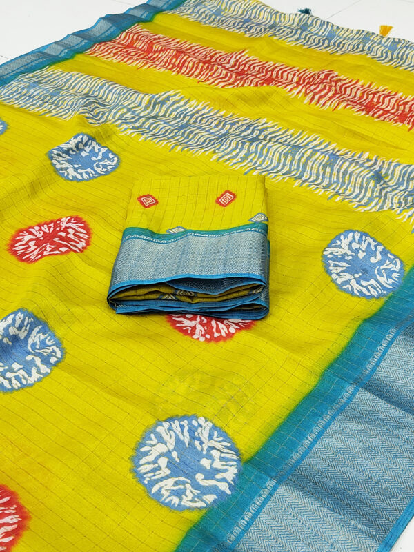 Dola Silk Checks Saree (Full Set 6 Piece) - Image 11