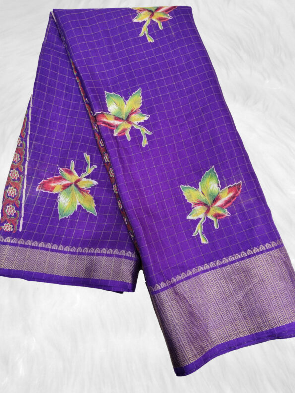 Dola Silk Checks Saree (Full Set 6 Piece) - Image 4