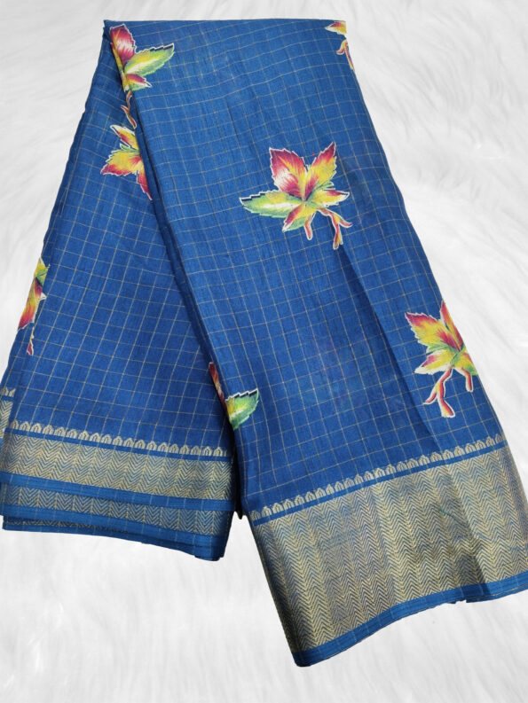 Dola Silk Checks Saree (Full Set 6 Piece) - Image 3