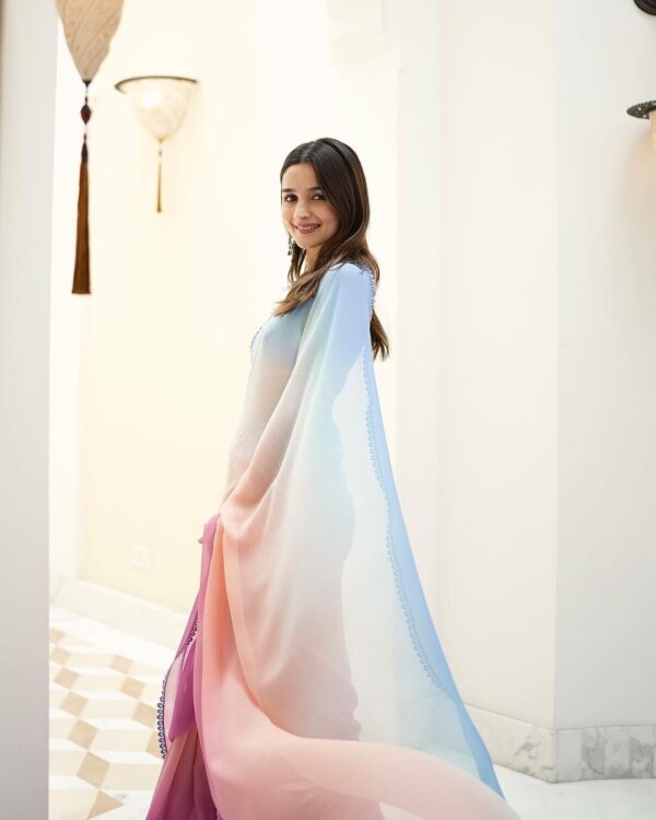 Alia Bhatt Georgette Saree - Image 3