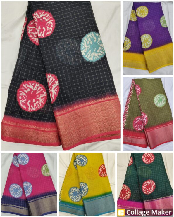 Dola Silk Checks Saree (Full Set 6 Piece)