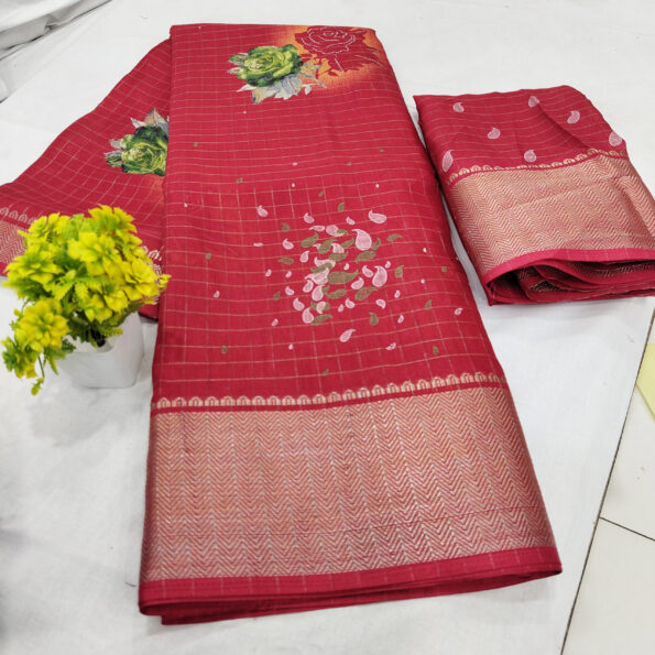 Dola Silk Checks Saree - Image 2