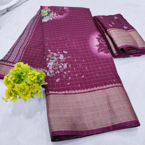 Dola Silk Checks Saree - Image 2