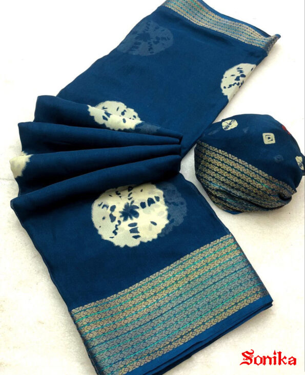 Marshmellow Saree with Bandhani Print