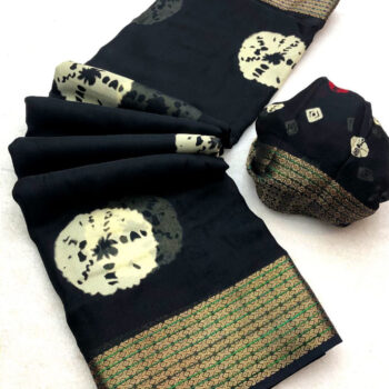 Marshmellow Saree with Bandhani Print