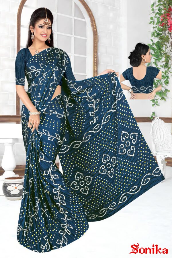 Moss Bandhani Saree with Blouse