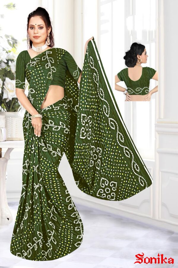 Moss Bandhani Saree with Blouse