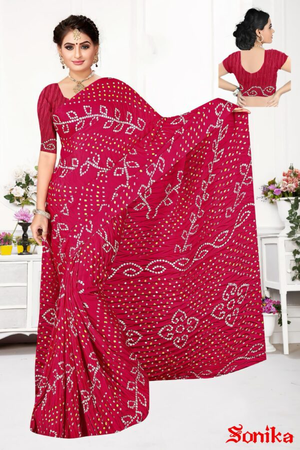 Moss Bandhani Saree with Blouse