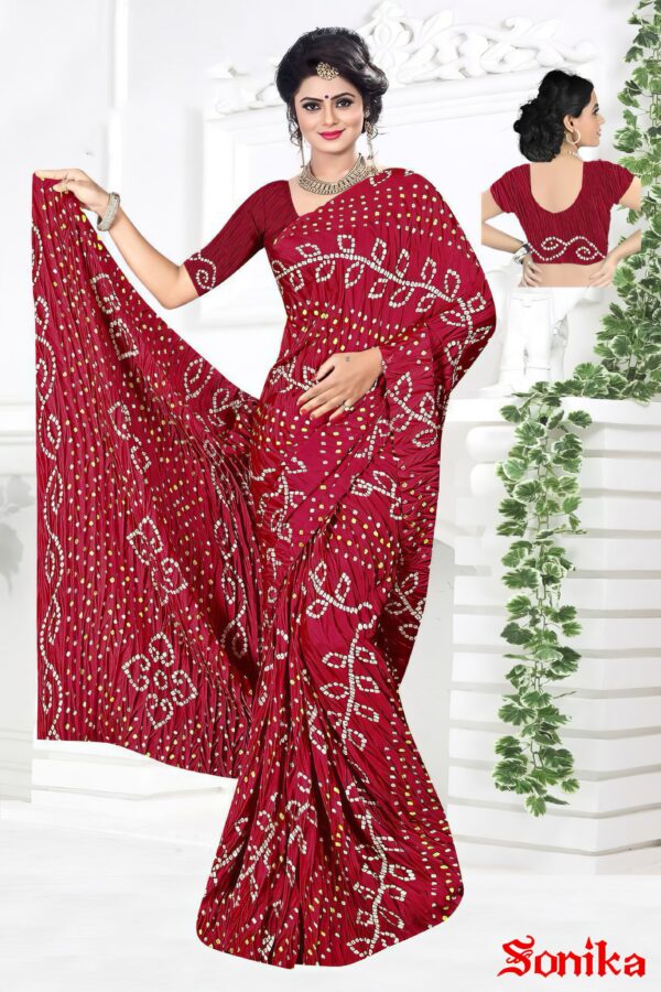 Moss Bandhani Saree with Blouse