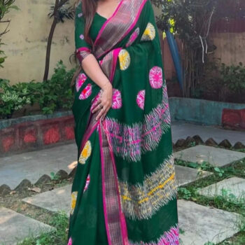Marshmellow Saree with Bandhani Print