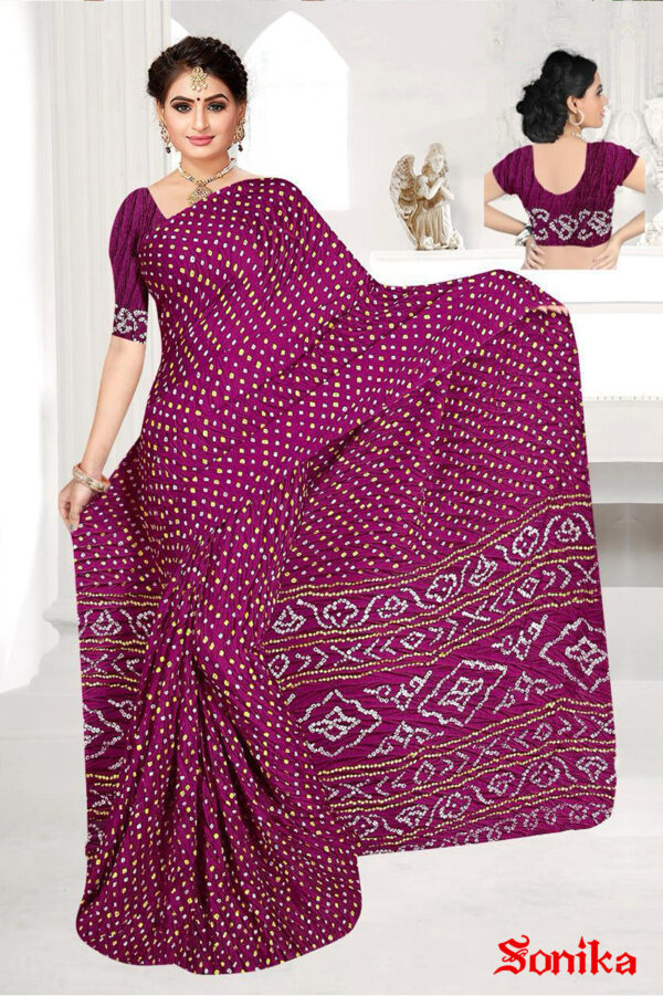 Moss Bandhani Saree with Blouse