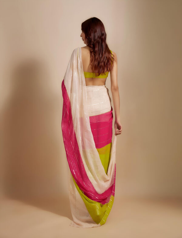 Sreeleela Pushpa 2 Promotion Moss Satin Patta Saree - Image 4