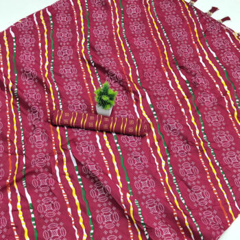Moss Leheriya Printed Saree