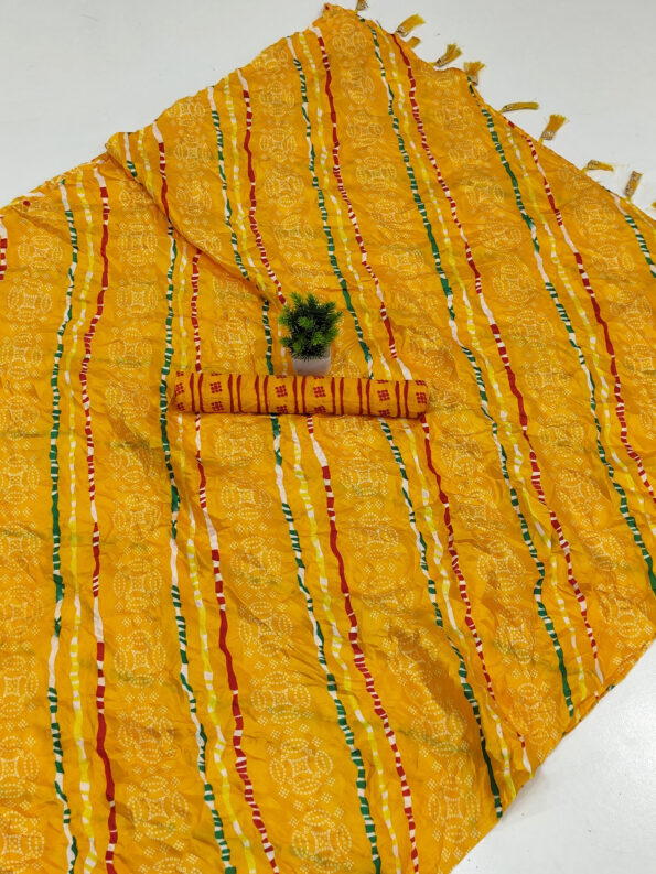 Moss Leheriya Printed Saree