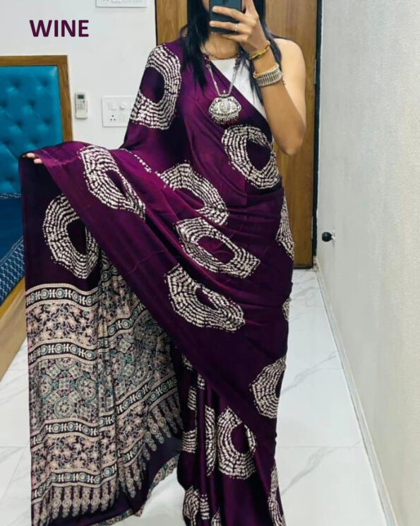 Japan Crepe Ajrakh Printed Saree