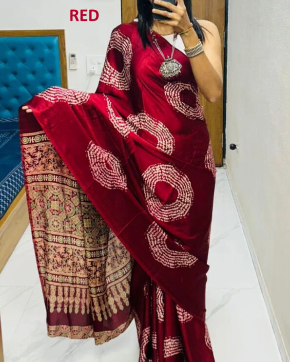 Japan Crepe Ajrakh Printed Saree