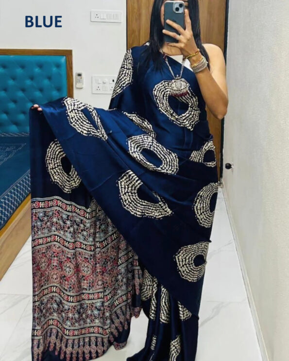 Japan Crepe Ajrakh Printed Saree